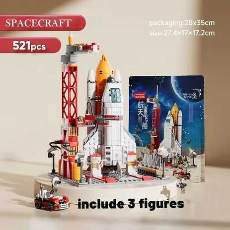 Set cu piese de constructii tip Lego Space Center cu 521 piese