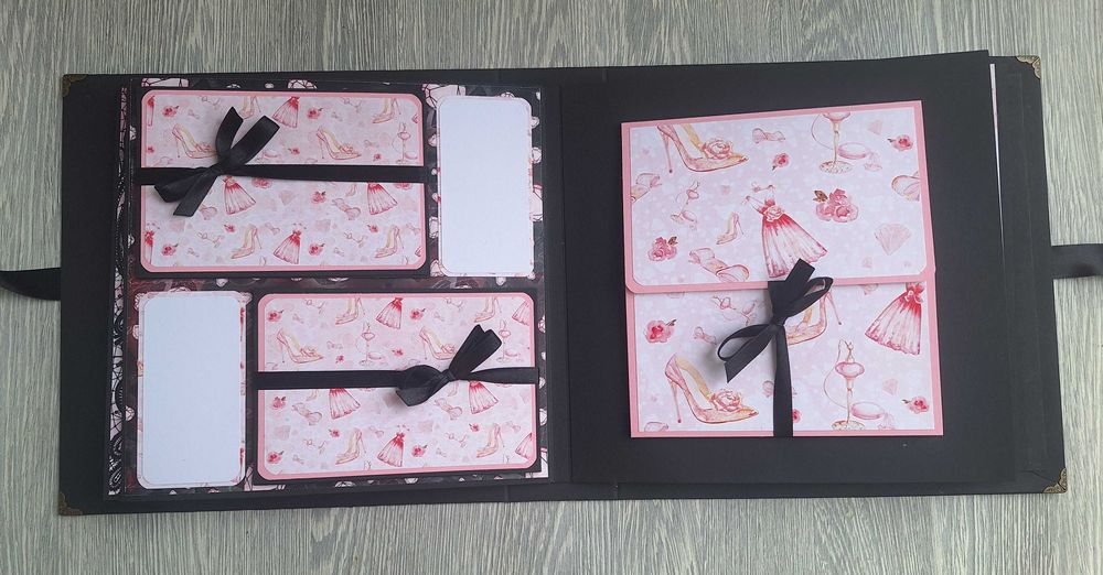 Скрапбук албум в черно и розово, ръчна изработка /23.18