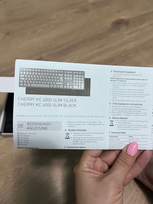 Клавиатура Cherry KC 6000 Slim Silver - German Layout