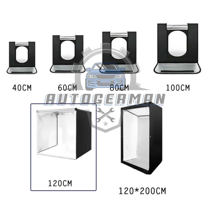 фото кутия  120см фотобокс комплект с осветление 4 фона аксесоари