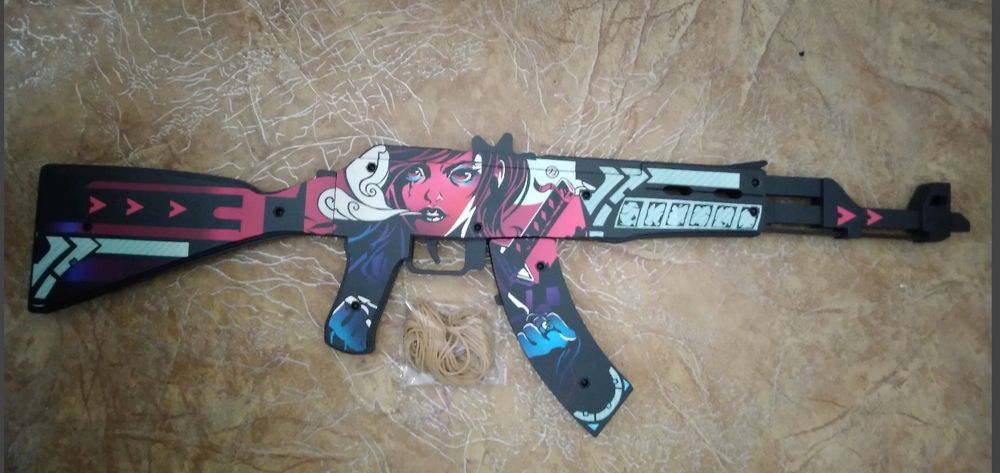 Игрушка-резинкострел из дерева АК-47