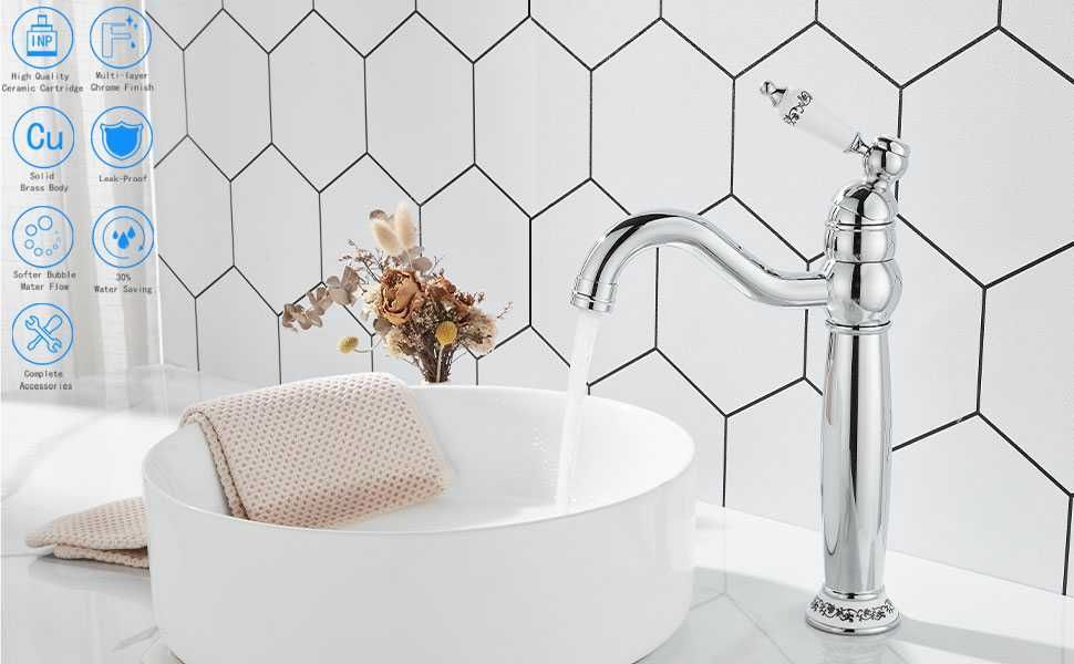 Baterie inalta Crom/Silver stil Victorian de Lavoar,REDUS de la 450RON