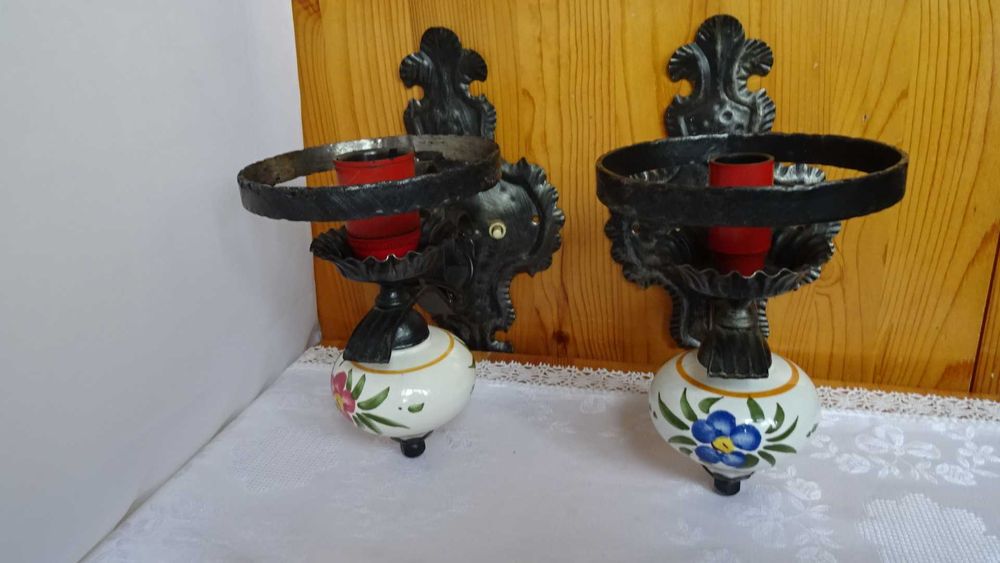 Два вентидж стенни лампи (аплици) от ковано желязо