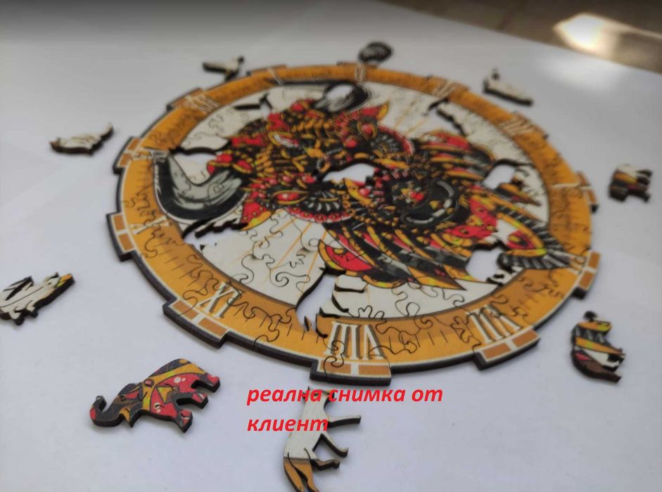 Дървени пъзели  с животни в 9 модела часовник / лазерна изработка.