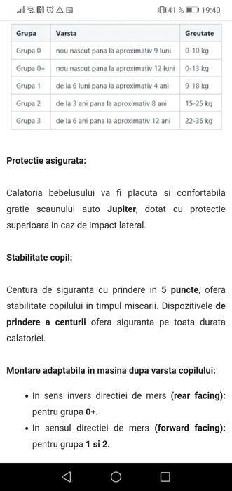Scaun Auto Copii Lorelli Jupiter