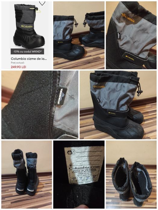 Ghete copii  pt zăpadă MEINDL Columbia Geox, mărimea 32-33_34-35