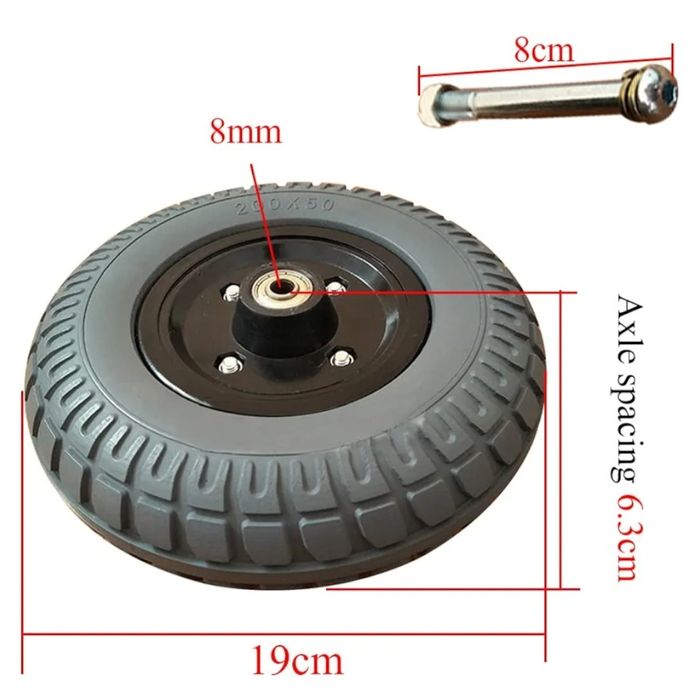 Roata cauciuc plin pentru scaun cu rotile 200x50