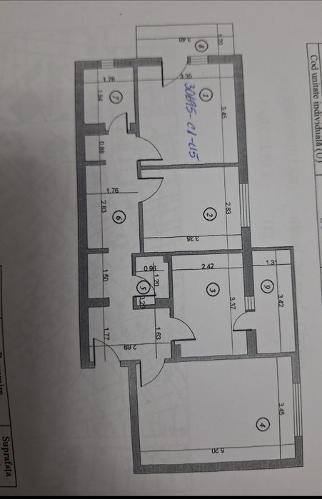 Vând apartament 3 camere  75 mp Burdujeni.