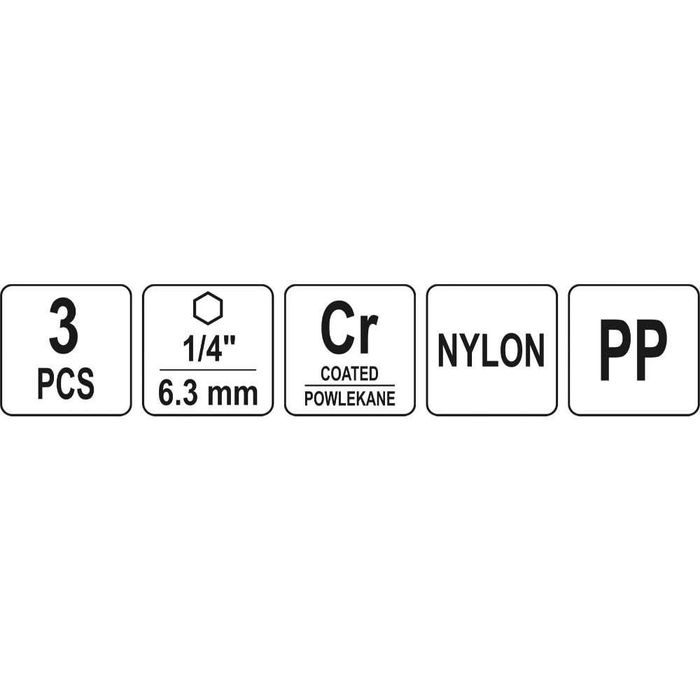 Комплект четки за почистване YATO YT 47553, HEX, 3 части