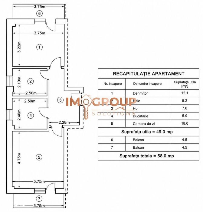 Apartament 2 camere decomandat - etajul 1 - loc de parcare inclus