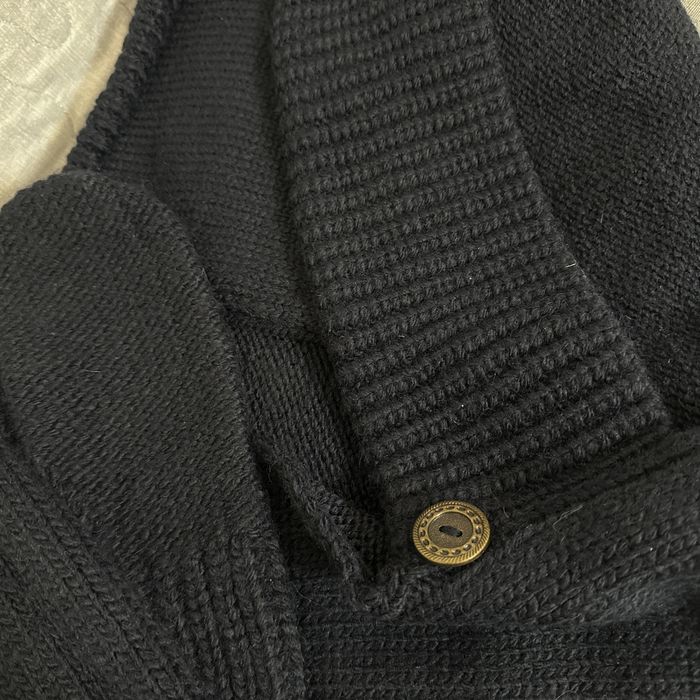 вязаный-синий балаклава с капюшоном.