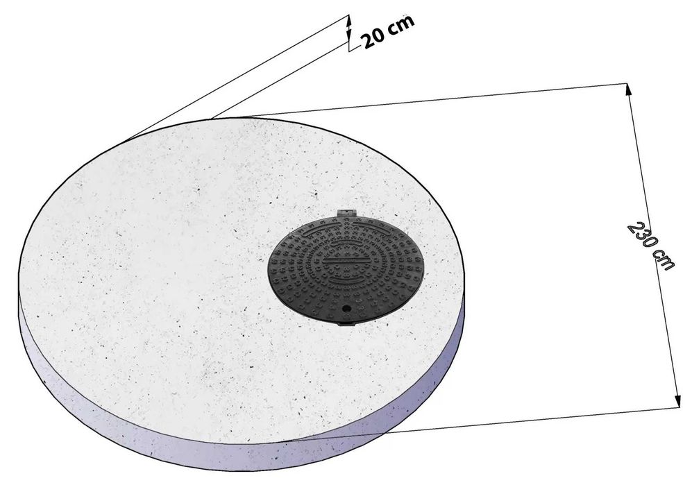 Capac camin rotund cu rama din fonta de 40 tone 230×20 cm