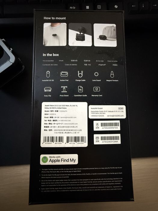 Camera ultra compacta 4k Insta 360 go 3s