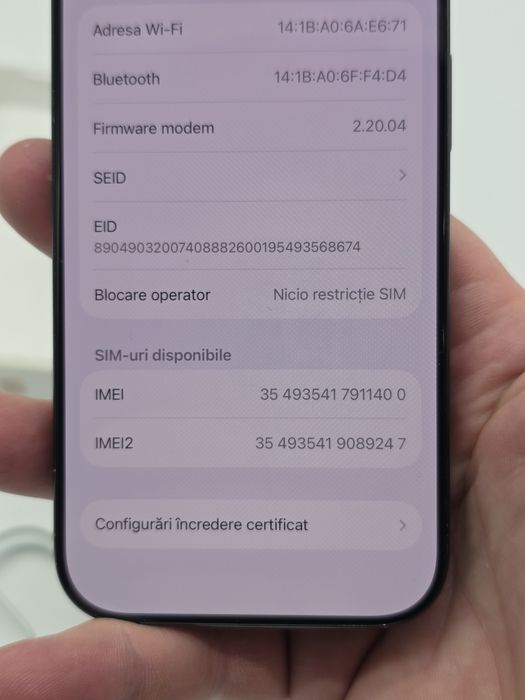 Iphone 16 pro, Black Titanium, 256gb,  94% - sanatate baterie