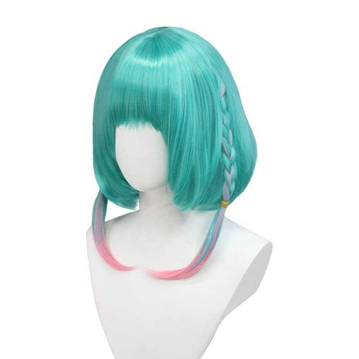 Аниме синьо зелена  перука с плитки Anime Vtuber Kyo Kaneko Cosplay
