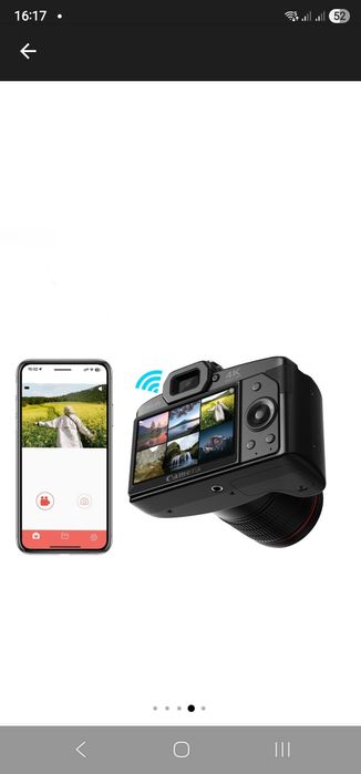 Camera digitala, 64MP, 4K HD, camere duble fata si spate,