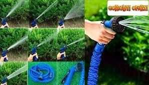 Разтегателен градински магически маркуч с пистолет и накрайници-усилен