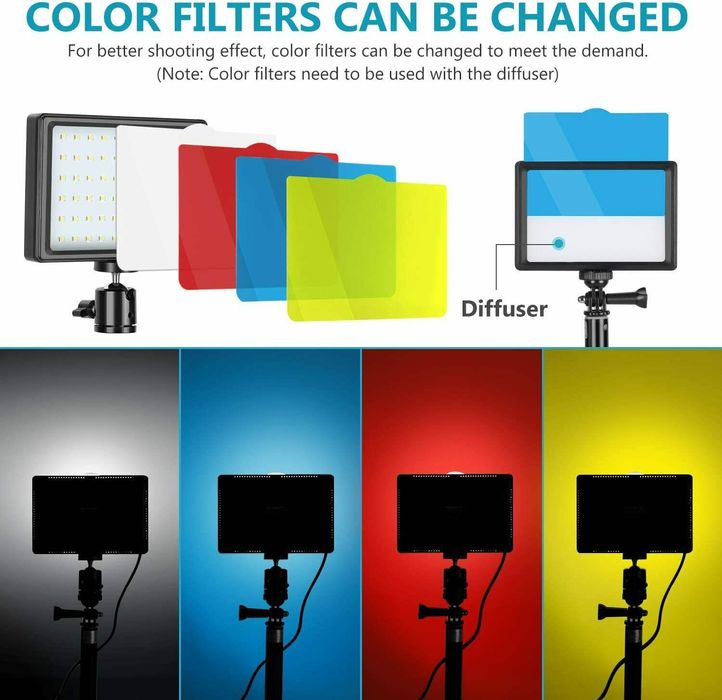 LED панель для фото/видео. 4 свет. фильтра. Новый. Из США.