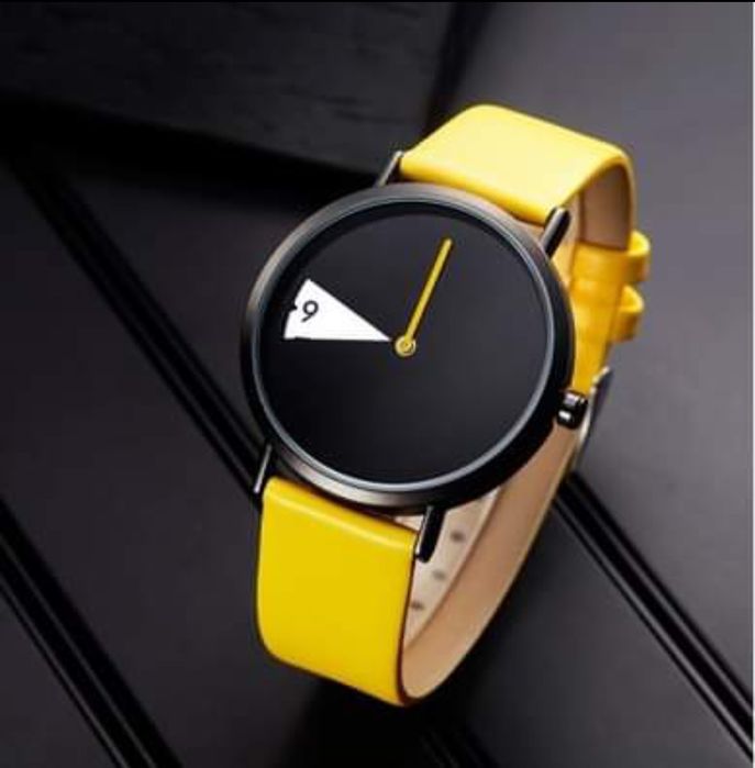 Арт часовник с кожена каишка-последна бройка