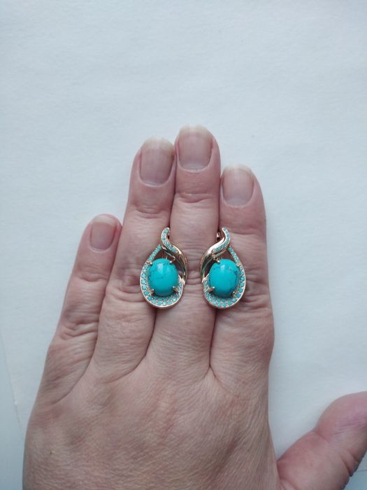 Серьги 585 бирюза