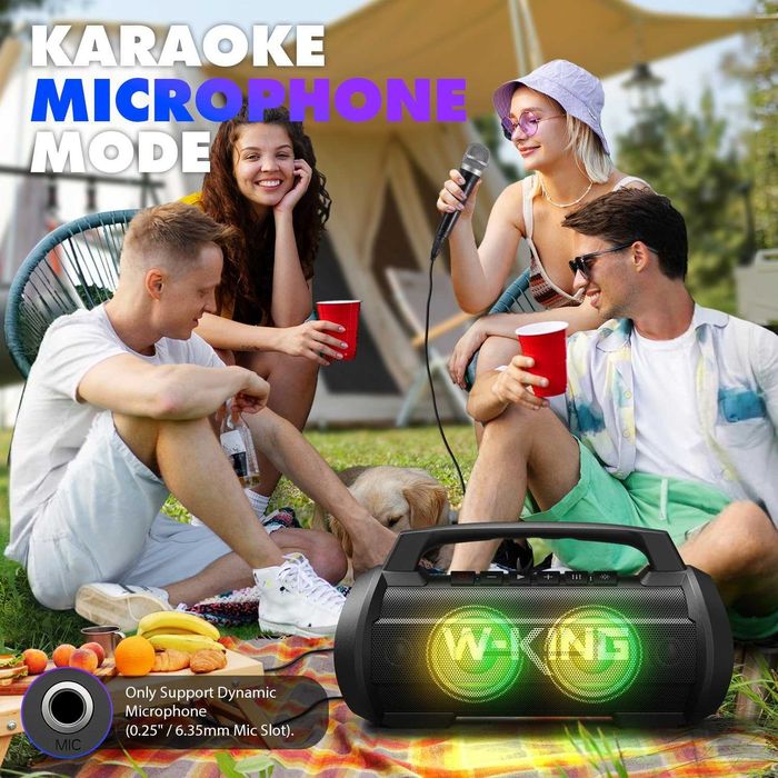 Bluetooth Колонка W-KING, 70 W RMS (120 W Peak), Super Bass, LED Осветление