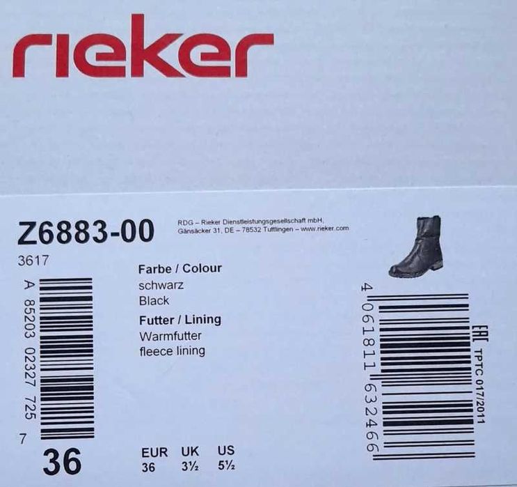 Ghete Rieker Antistress NEGRU 36