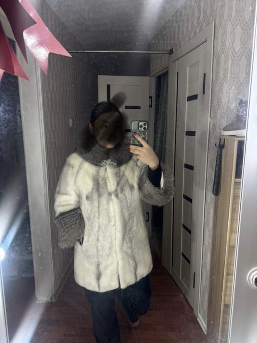 Шуба норка белая сера