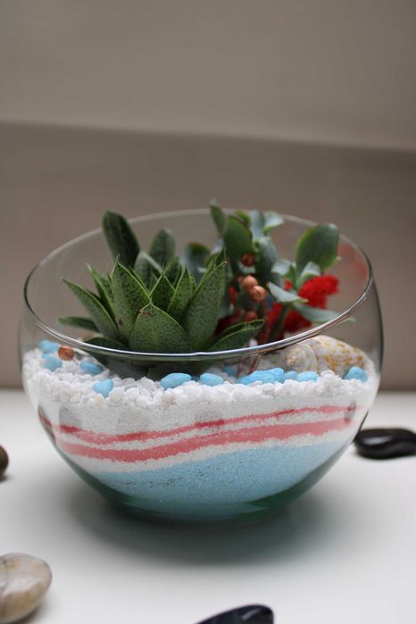 Флорариум с езеро - подарък за деня на влюбените, 8ми март, рожден ден