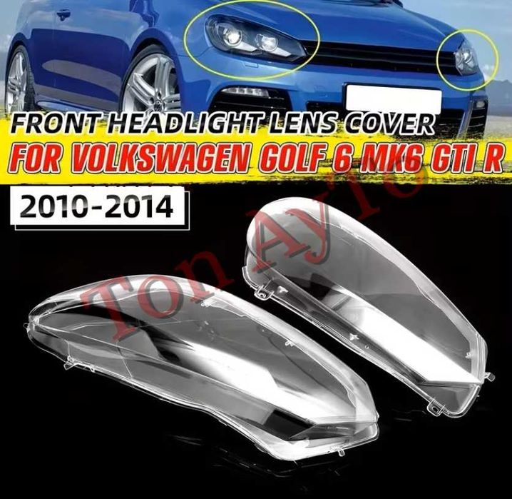 Стъкла Капаци за Фарове VW Голф 6 Golf 6 МК6 GTI R 2010-2013 Капаци за Фарове Фолксваген Стъкла Комплект
