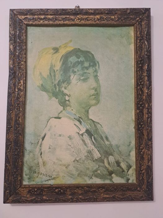 Tablou vechi Nicolaie Grigorescu ,,Fata cu basma galbena “