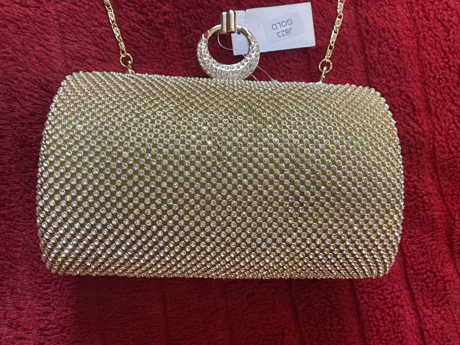 златна клъч чанта -Нова