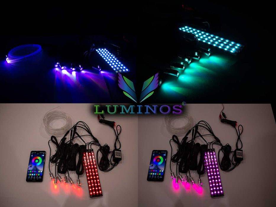 Интериорна ЛЕД LED лента , 8М OПТИЧНО амбиентно осветление с Bluetooth