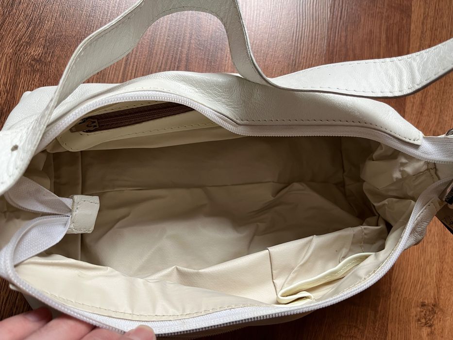 Geanta Amalfi alba din piele