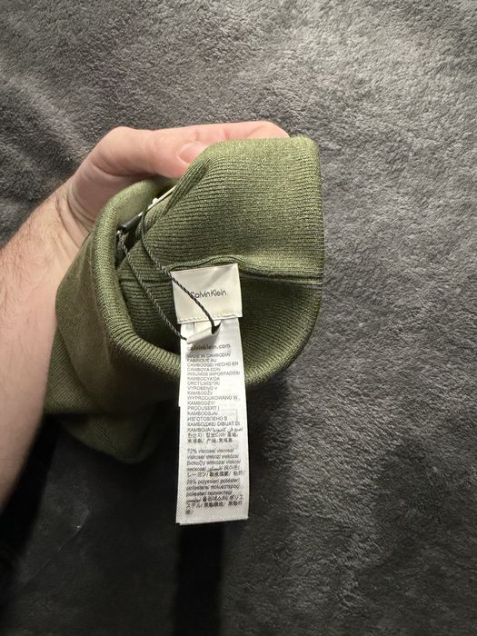 Calvin Klein monologo patch beanie caciula unisex culoare kaki noua