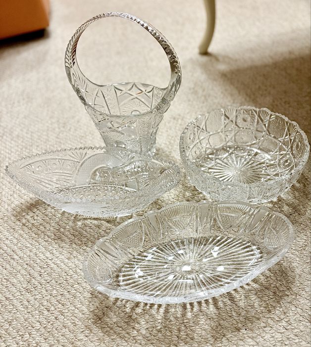 Корзина хрустальная/набор салатников/большие вазы хрустальные