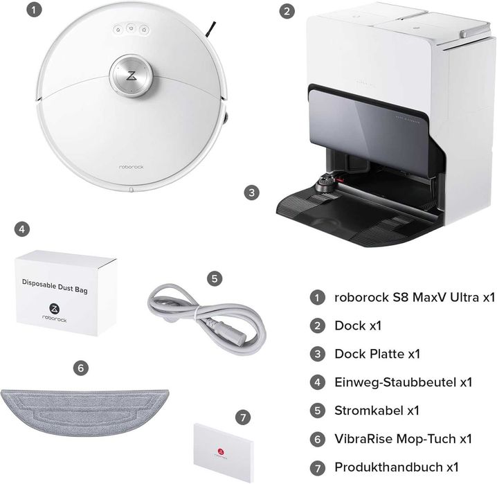 Нова AI Прахосмукачка Робот с Моп Xiaomi Roborock, S8 MaxV Ultra, 2 години Гаранция, 3D Мапинг, 5200 mAh, Сухо и Мокро Почистване