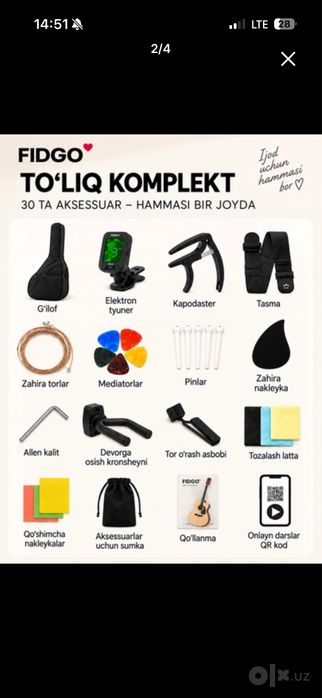 akustik gitara holati yangi garantiyasu bor