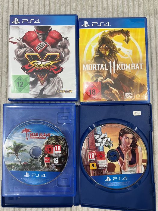 PS4 Slim 500GB като нов + Волан Thrustmaster T80 +  4 игри за PS4: GTA V, Mortal Kombat 11, Street Fighter V, Dead Island Definitive Edition