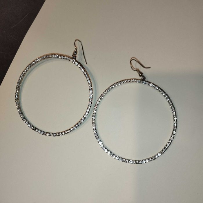 Дамски обеци, обици    големи халки   ф 10см, халки с камъни ф 6,5 см