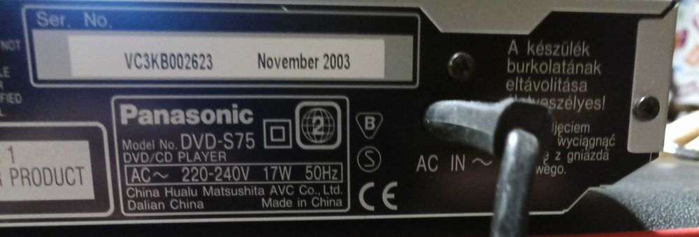 DVD Cd player Panasonic Dvd- s75