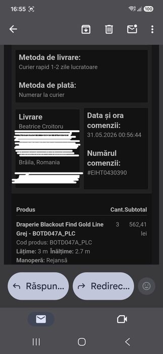 Draperii Blackout Find Gold Line Grej