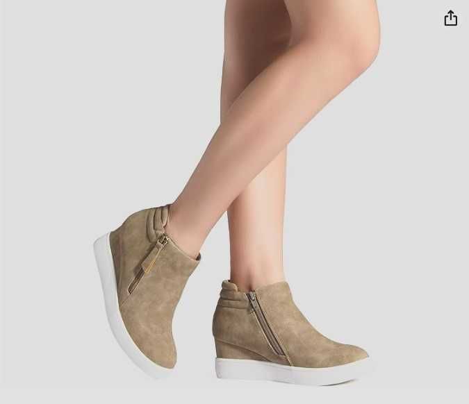 DREAM PAIRS Women’s Platform Wedge Sneakers Ankle Booties (38)