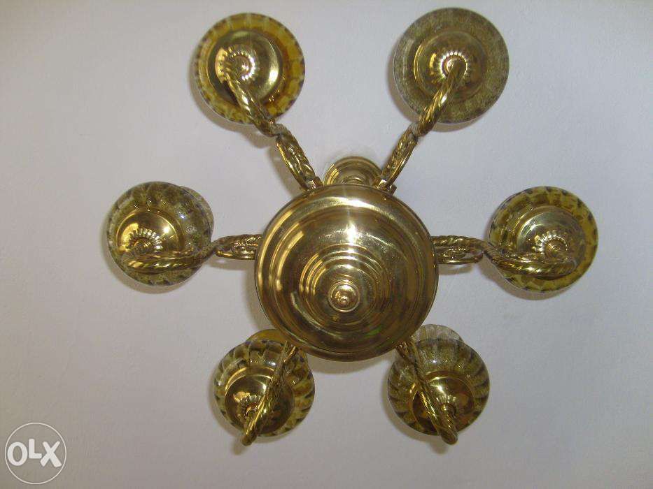 Candelabru-lustra din alama cu 6 brate