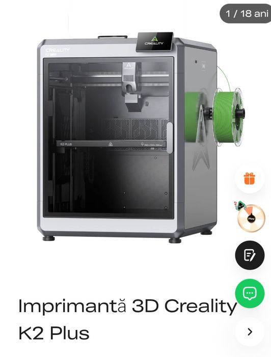 Imprimantă 3D Creality K2 Plus –, Volum Mare 350x350x350mm