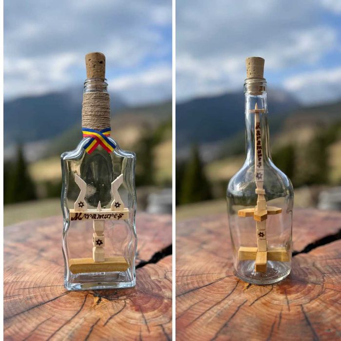 Sticle artizanale tuica/palinca personalizate cu nume – lemn de dud, cadou tradițional
