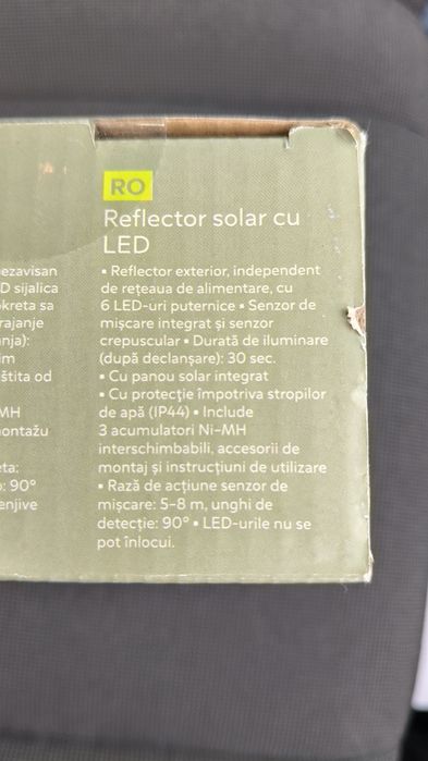 Proiector panou solar cu led și senzor de mișcare