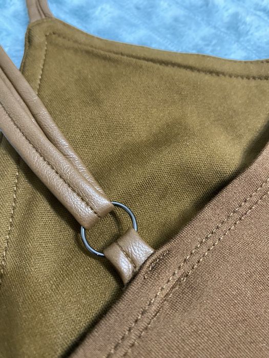 Кожанный коричневый топ