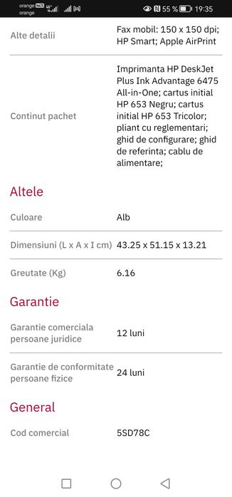 Imprimanta multifunctional HP Deskjet 6475, print xerox scan USB Wifi
