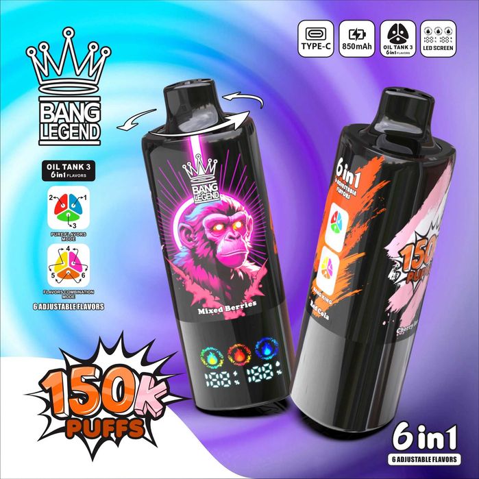 Vape Bang Legend 150.000 puffs, 6 in 1 (model 2026)