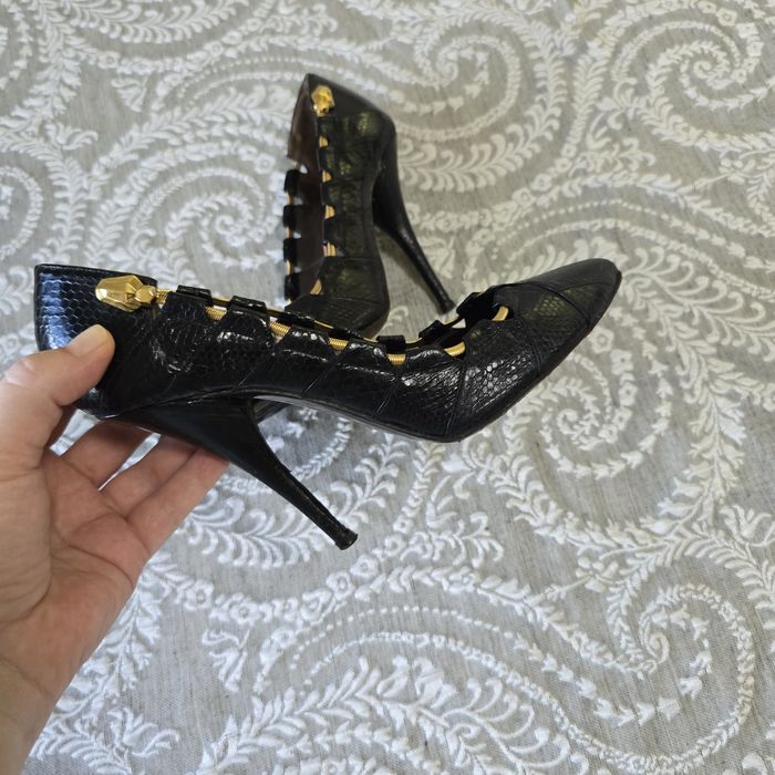 Pantofi Roberto Cavalli originali – piele neagră efect python,Made in Italy